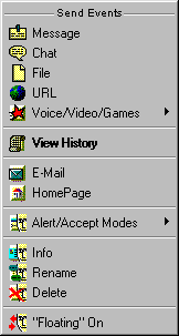 Меню пользователя